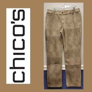 Chico's Platinum Ultimate Fit Slim Leg Snakeskin Pattern Jeans - Sz 2.5 Chico's